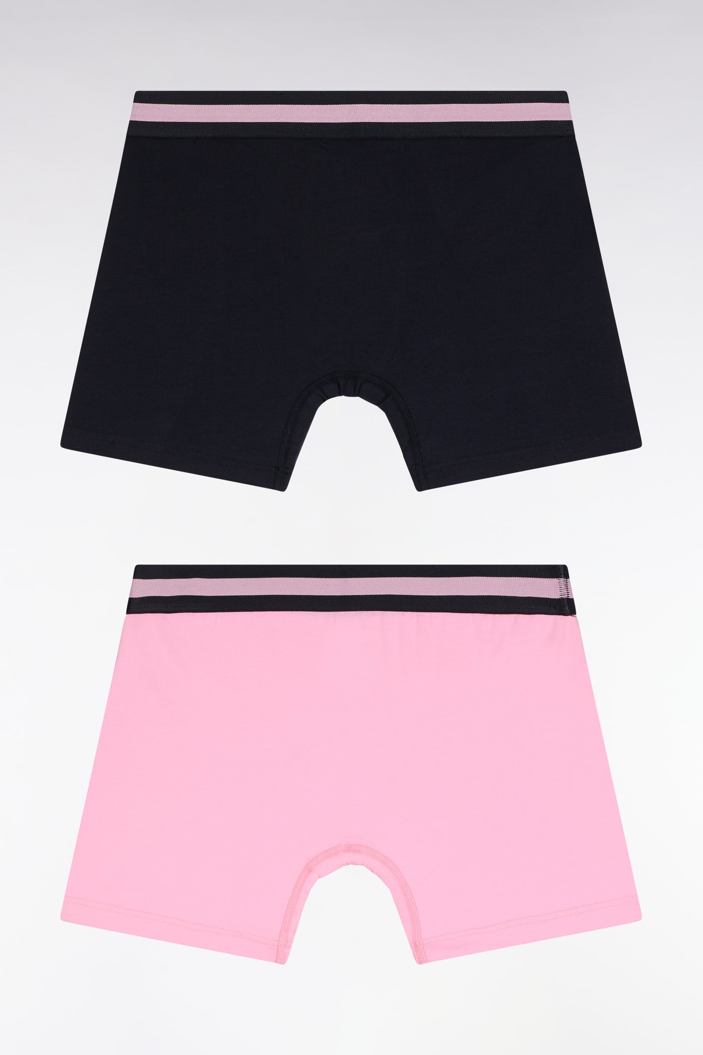 Set of two boxer shorts in pink and navy stretch cotton jersey