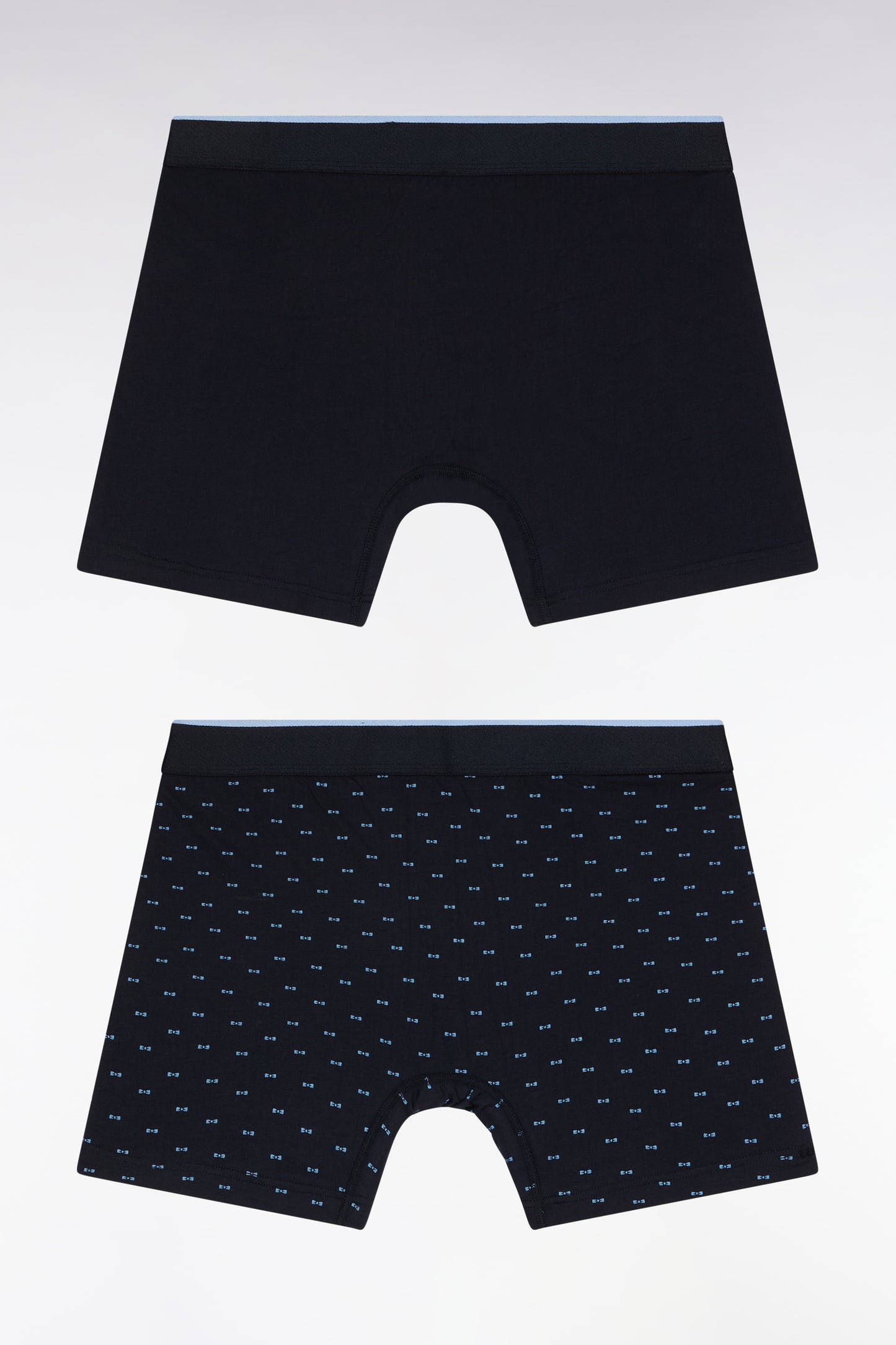 Lot de deux boxers en jersey de coton stretch uni et micro-motifs bleus