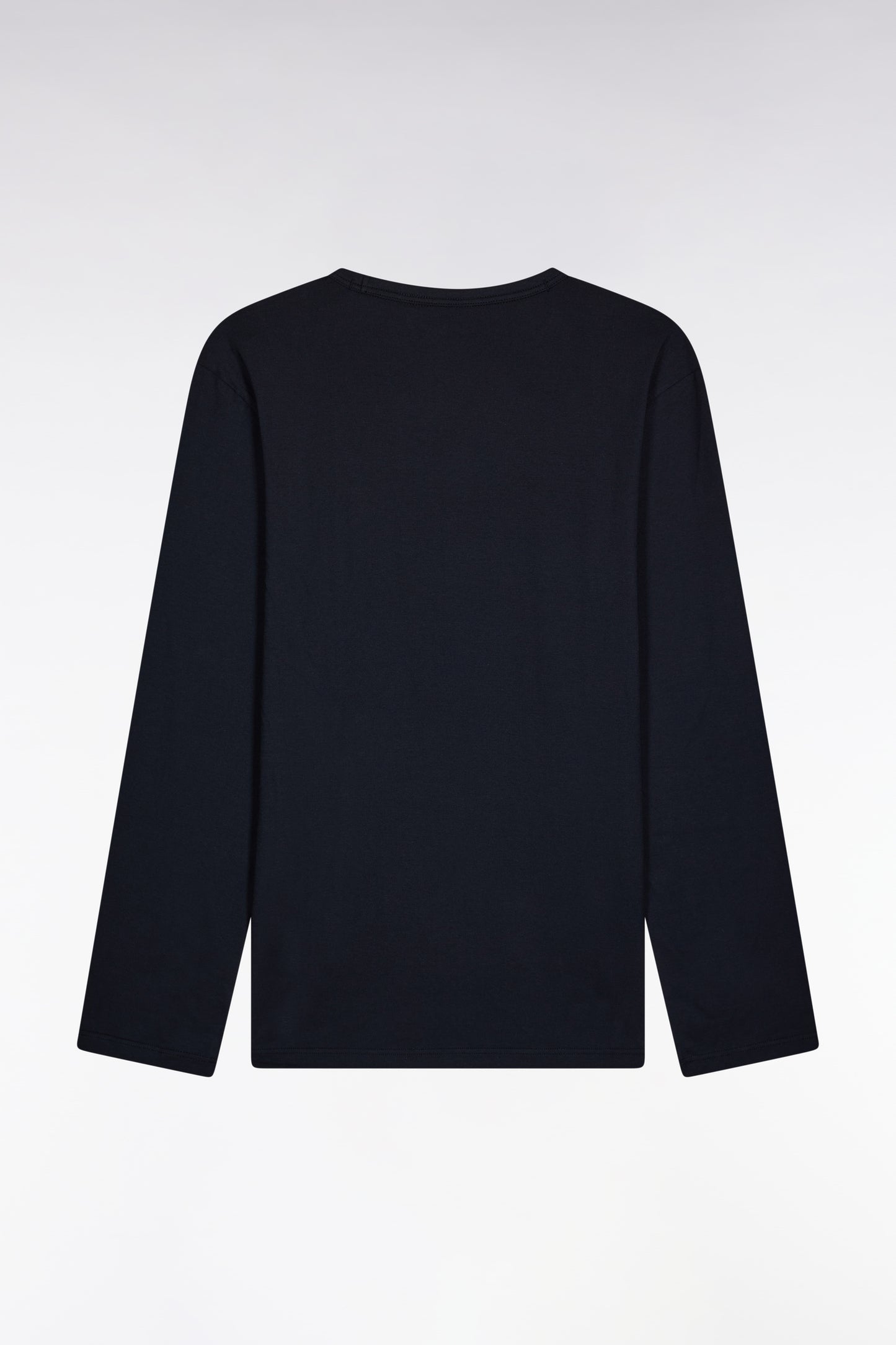 Pyjama long en jersey de coton uni marine passepoils roses