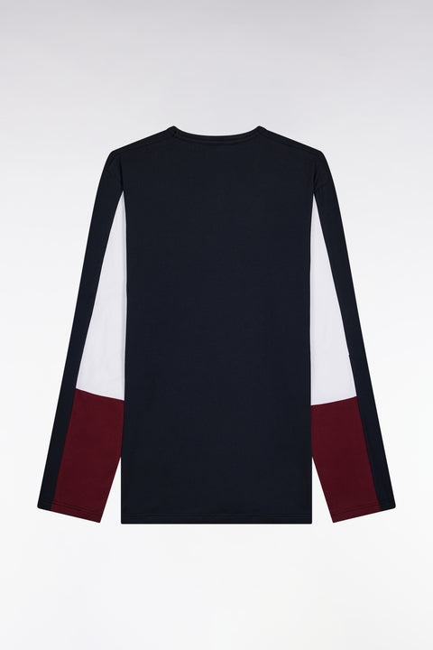 Pyjama long en jersey de coton colorblock bordeaux - Image 3