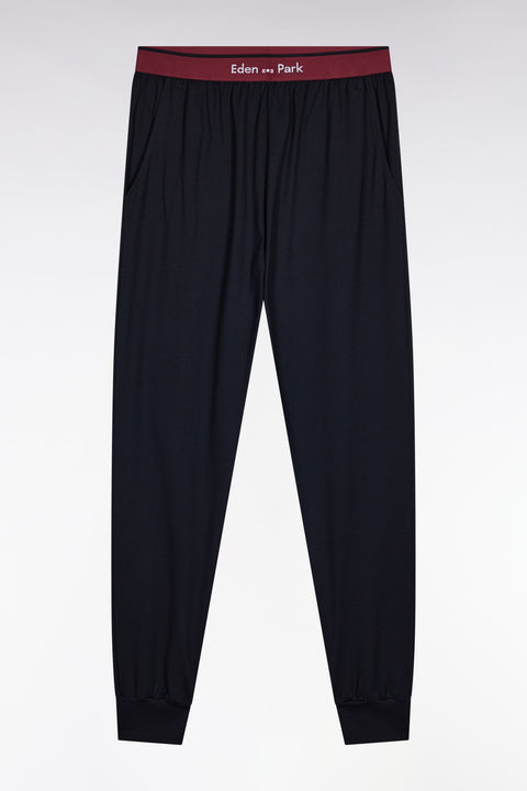 Pyjama long en jersey de coton colorblock bordeaux - Image 2