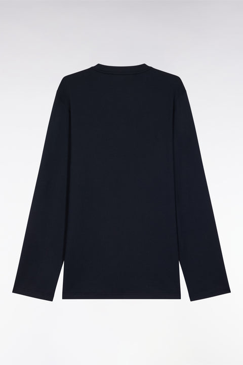 Pyjama long en jersey de coton marine micro-motifs nœud papillon - Image 3