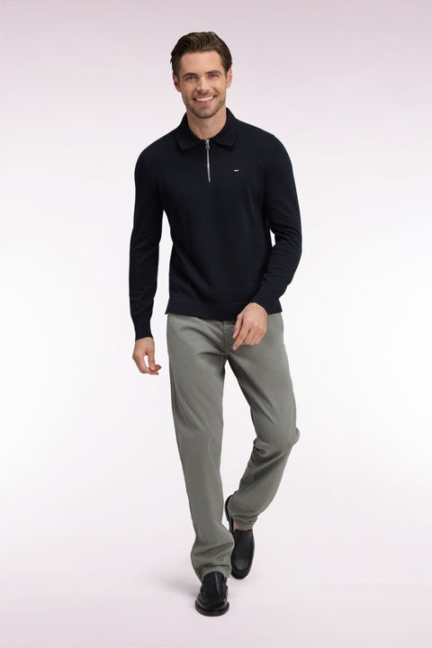 Pantalon chino sans plis en gabardine de coton stretch kaki clair - Image 1