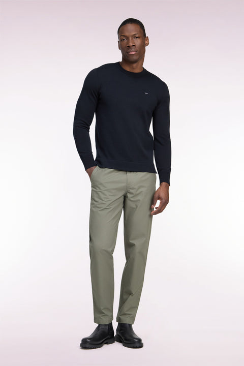 Pantalon chino sans plis en piqué de coton stretch kaki clair coupe regular - Image 3