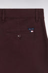 Pantalon chino sans plis en gabardine de coton stretch marron