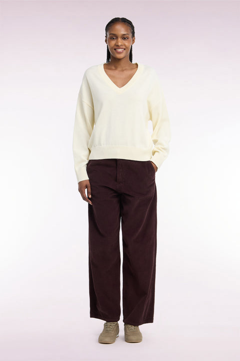 Brown straight-cut corduroy pants - Image 3