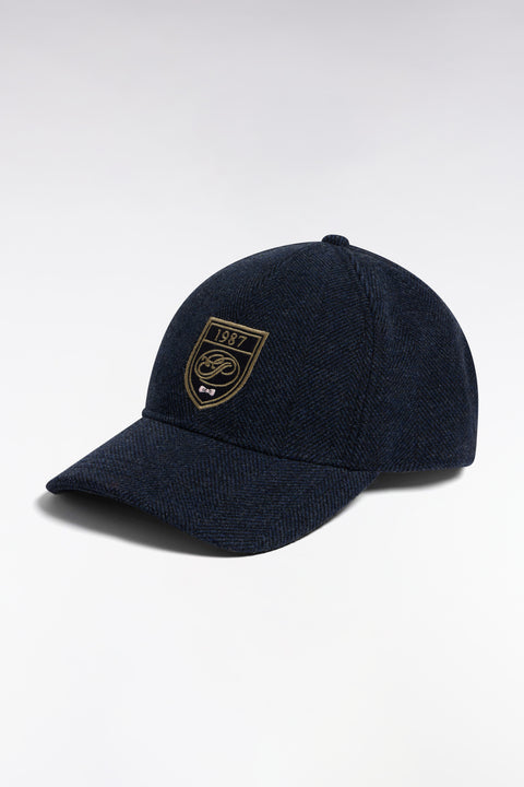 Casquette en drap de laine à chevrons marron patch écusson - Image 1
