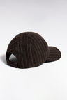 Casquette en drap de laine rayé marron