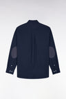 Chemise en coton marine à détails micromotifs coupe droite