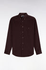 Chemise en coton côtelé chocolat coupe droite