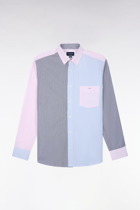 Chemise rayée en coton tricolore coupe droite - Image 2