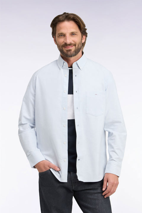 Plain light gray cotton shirt, straight cut - Image 3