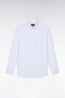 Chemise unie en coton blanc coupe droite