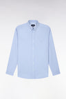Chemise unie en coton bleu ciel coupe droite