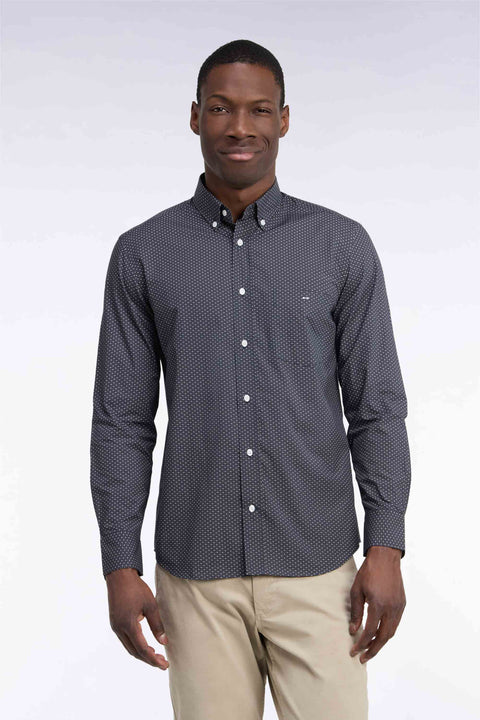 Chemise en coton kaki à micromotifs coupe droite - Image 3