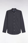 Straight-cut khaki micro-patterned cotton shirt