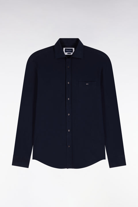 Chemise en coton stretch marine coupe droite - Image 2