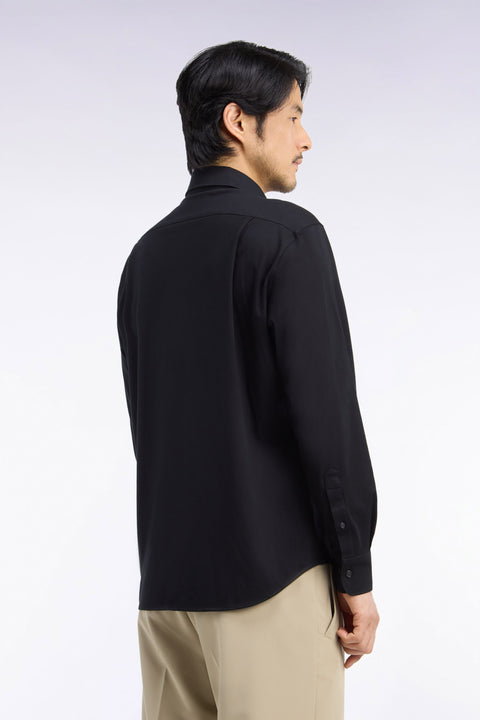 Chemise en coton stretch noir coupe droite - Image 3