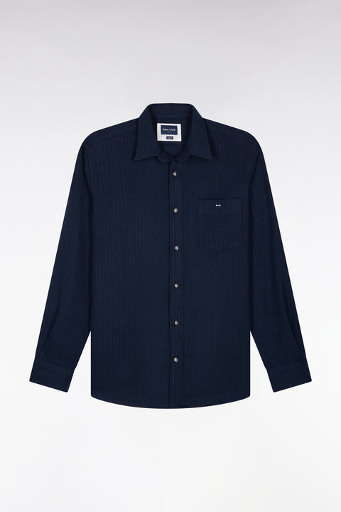 Chemise en flanelle rayée marine coupe droite - Image 2
