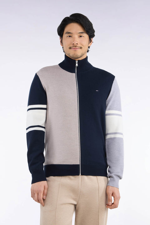 Cardigan zippé en laine mérinos à découpes coupe droite - Image 3