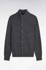 Gray heathered chunky knit straight cut buttoned cardigan