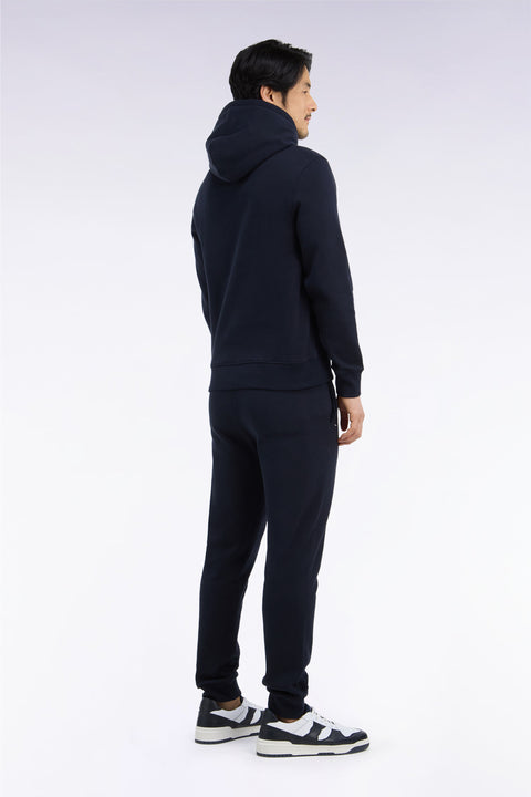 Jogging uni en molleton coton marine coupe droite - Image 3