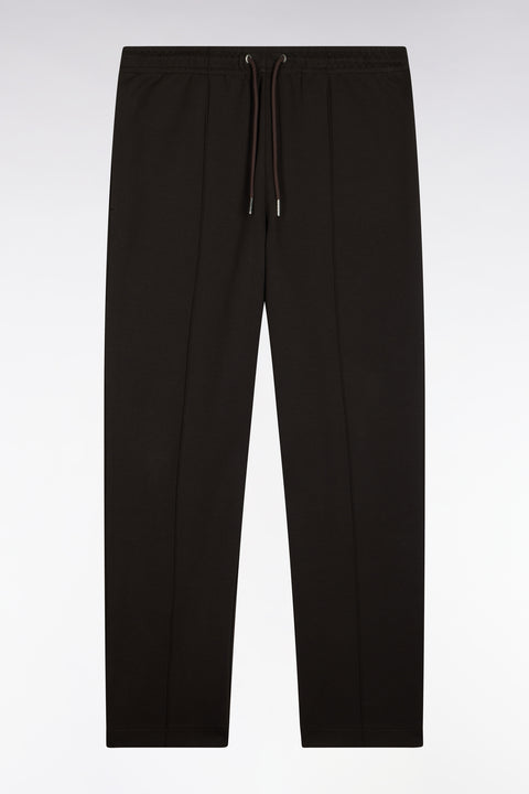 Jogging en interlock de coton stretch marron coupe droite - Image 2
