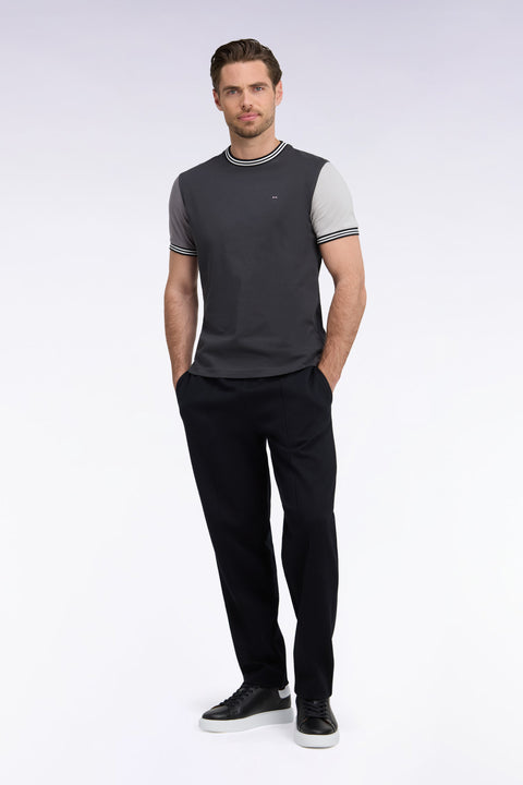 Jogging en interlock de coton stretch noir coupe droite - Image 3