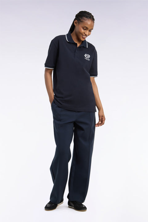 Jogging unisexe en interlock marine chiné coupe loose - Image 1