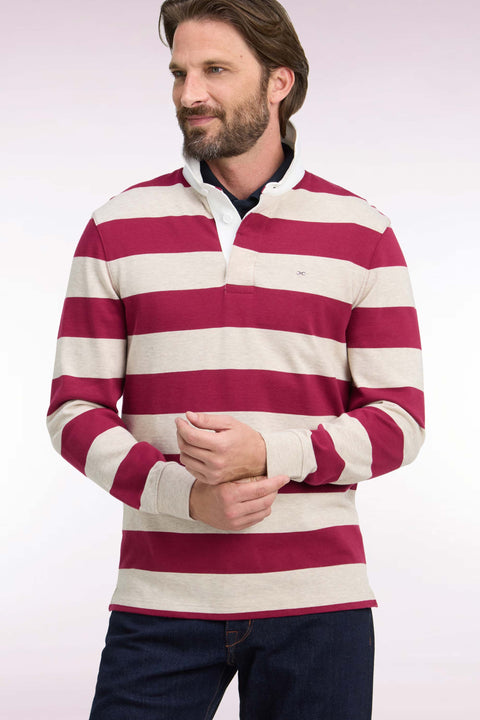 Maillot manches longues en jersey de coton rayé rouge - Image 1