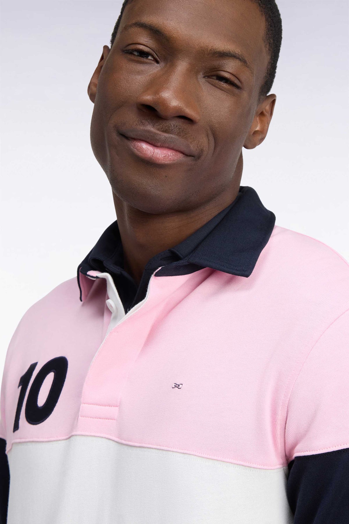 Maillot manches longues en jersey coton tricolore rose broderie 10