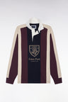 Maillot manches longues en coton rayé bordeaux coupe droite