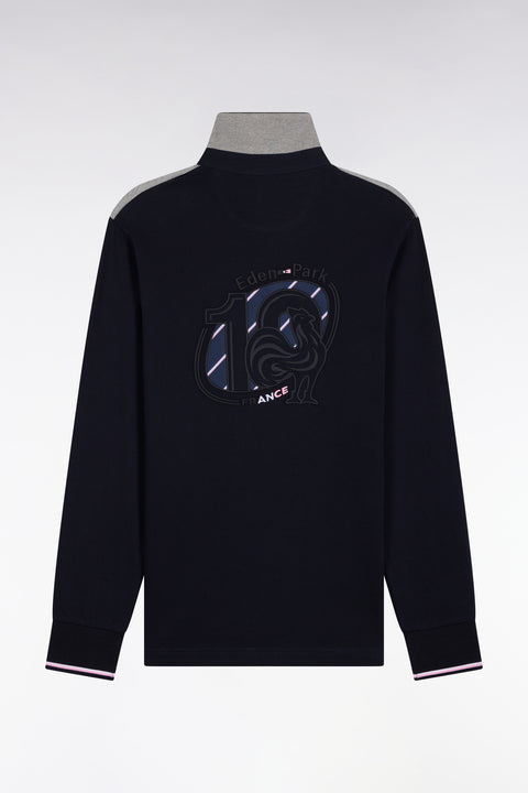 Long-sleeved jersey in navy and gray cotton jersey XV de France - Image 2