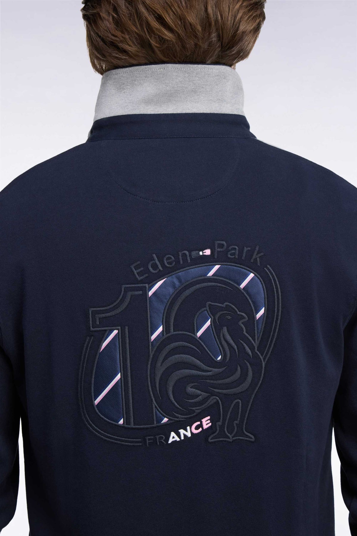 Maillot manches longues en jersey de coton marine et gris XV de France