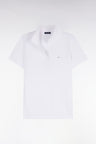 Polo manches courtes en coton stretch blanc coupe ajustée