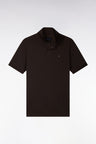Short-sleeved polo shirt in brown Pima cotton, straight cut