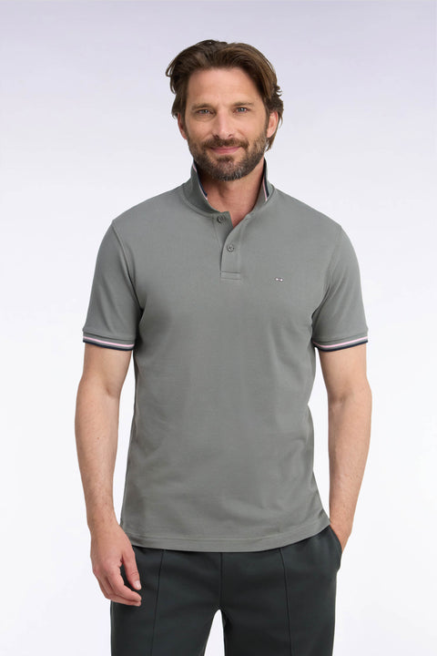 Polo manches courtes en coton kaki coupe droite - Image 3