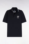 Polo manches courtes en coton mercerisé marine