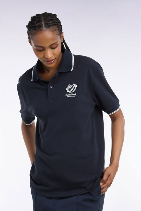 Polo manches courtes en coton mercerisé marine - Image 1