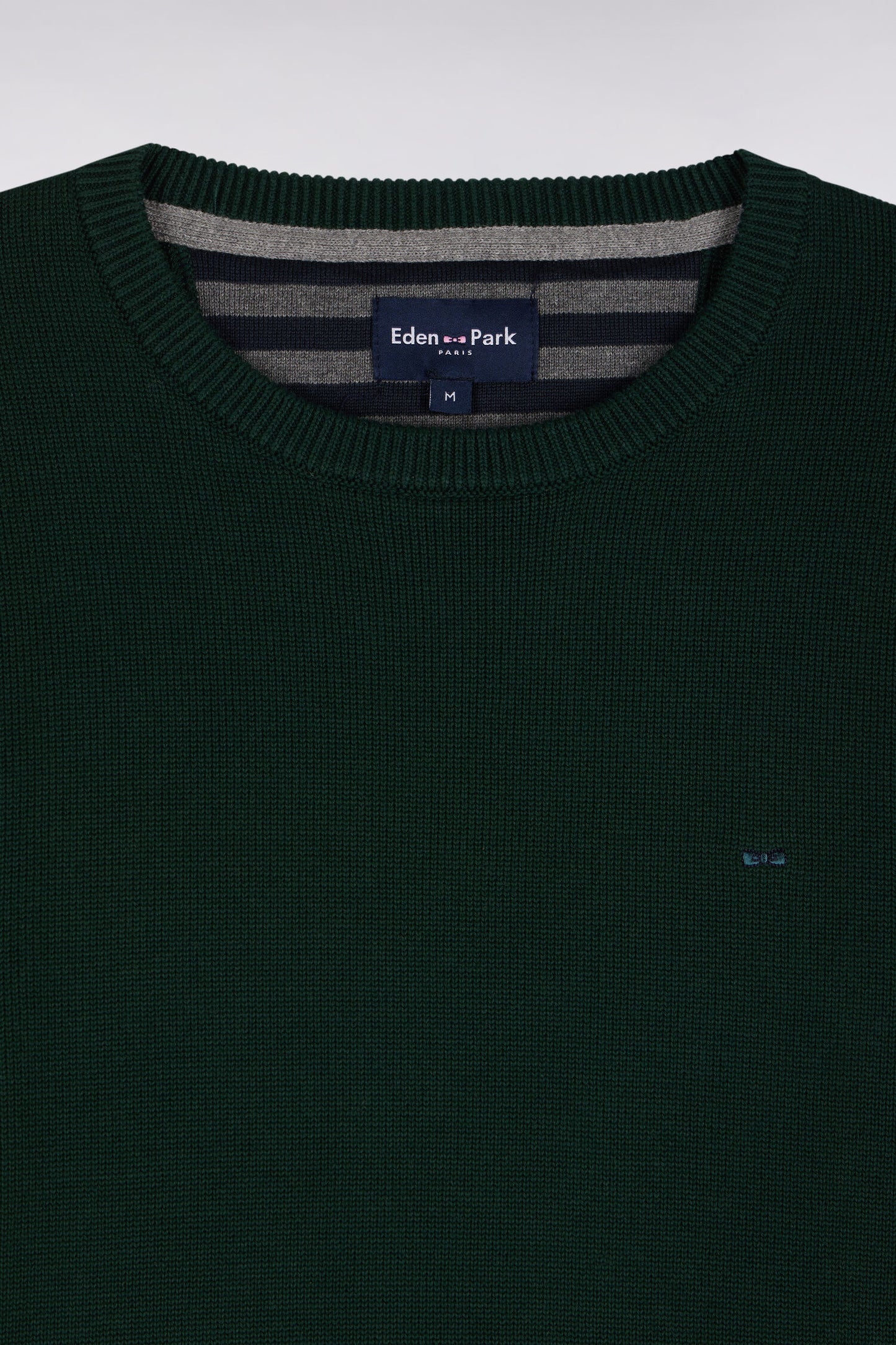 Pull à col rond en coton vert forêt