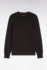 Pull à col rond en coton et viscose marron coupe droite