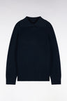 Pull vareuse en laine marine coupe droite
