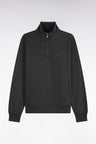 Sweatshirt col camionneur en molleton coton kaki coupe droite