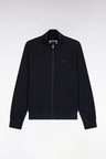 Sweatshirt zippé en molleton coton marine coupe droite