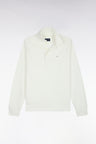 Sweatshirt col polo en coton écru coupe droite