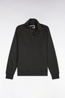 Sweatshirt col polo en coton kaki coupe droite