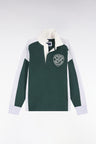 Sweatshirt unisexe à col maillot en interlock vert et découpes contrastées coupe loose