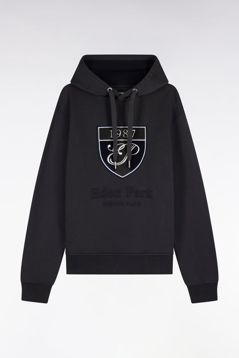 Sweatshirt à capuche en molleton coton kaki broderie héritage coupe droite - Image 2