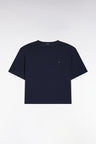 T-shirt manches courtes en modal stretch marine coupe ample