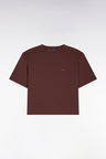 T-shirt manches courtes en modal stretch marron coupe ample